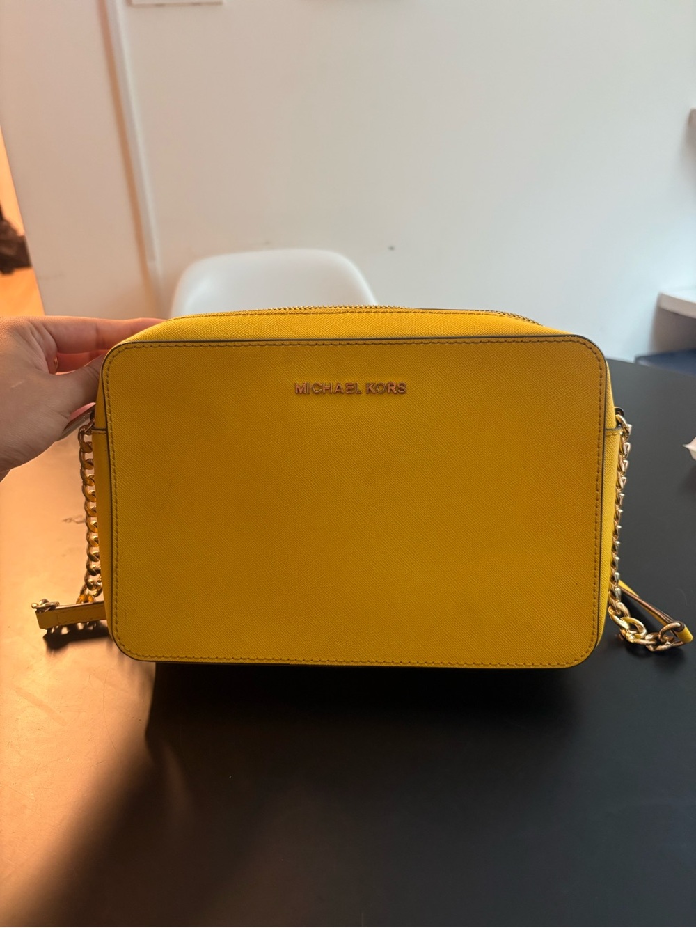 Michael Kors Yellow Saffiano Leather Chain Crossbody